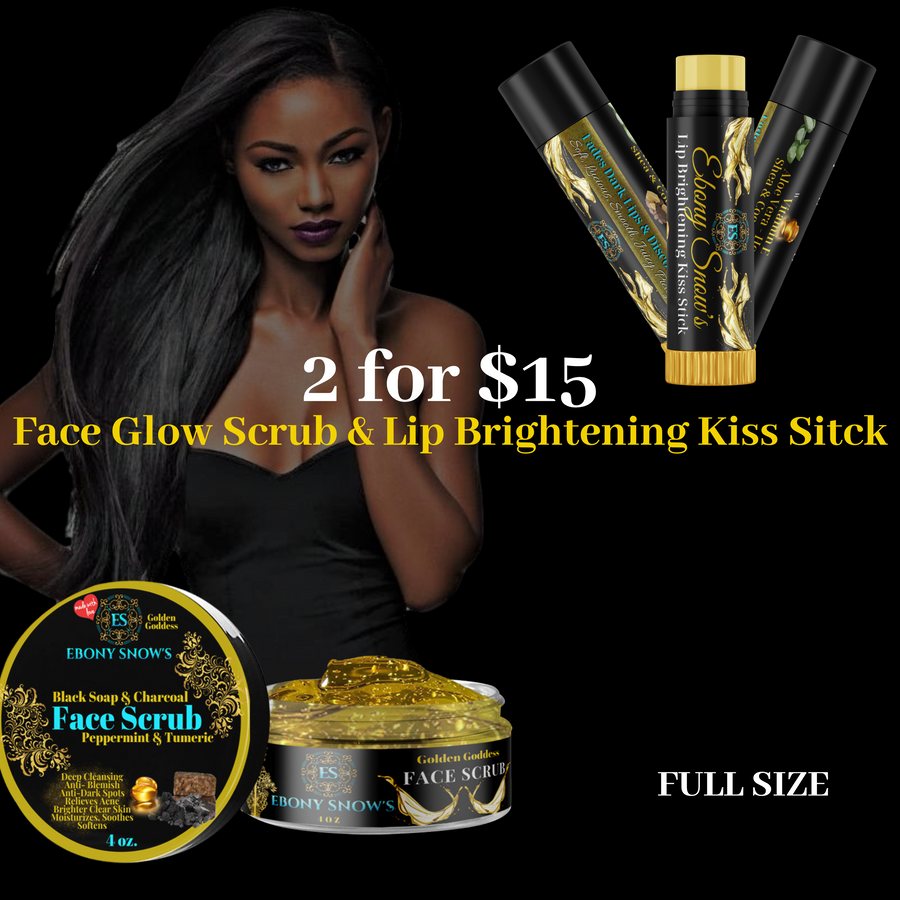 2 for $15 Face Glow Scrub & Lip Brightening Kiss Stick