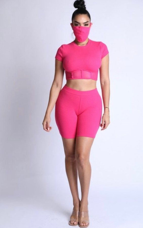3 pc. Pink Biker Short Set