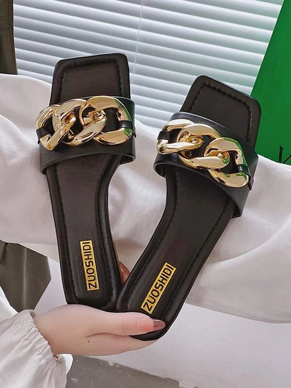 Black Gold Chain Slides