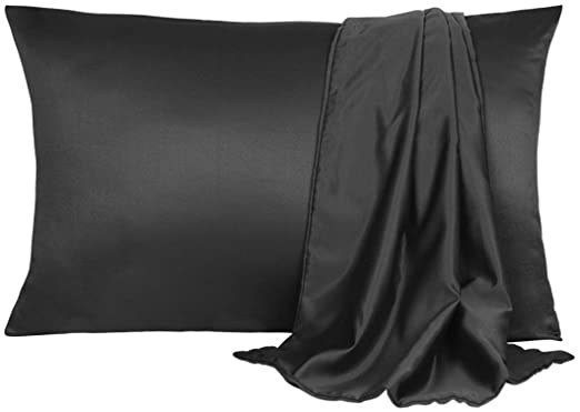 Black Silky Satin Pillow Case