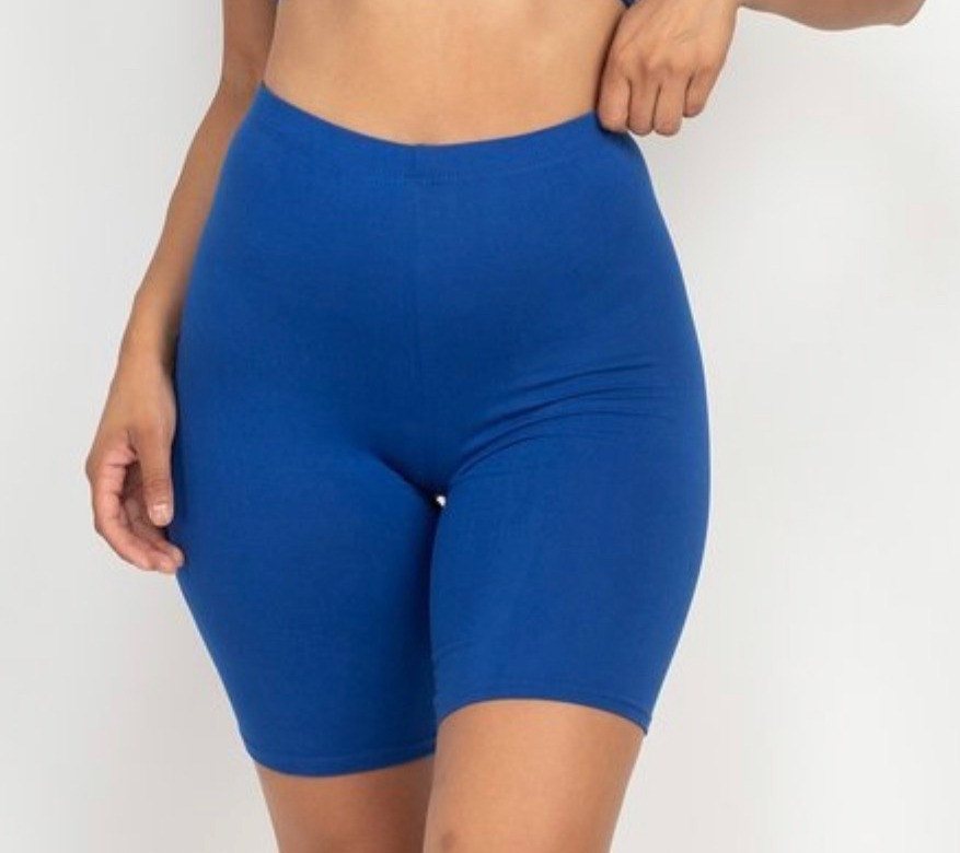 Blue High Waist Biker Shorts