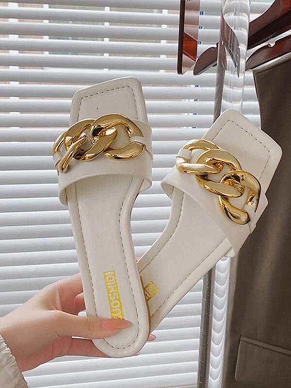 Chain Sandals - White